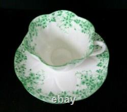 Vintage Shelley Dainty Green Teacup and Saucer Set Made in England Fine China