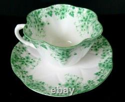 Vintage Shelley Dainty Green Teacup and Saucer Set Made in England Fine China