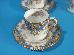Vintage Shelley England Bone China Demitasse Cup & Saucer, Set of 8