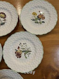 Vintage Spode Copeland England Set of 8 Bermuda Flowers Luncheon Plates China