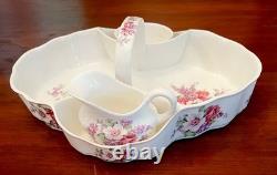 Vintage St. George bone china porcelain 10-piece strawberry tea set with tray