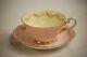 Vintage Tuscan Bone China Tea Cup & Saucer Set Pink & Yellow Gold Swirls England