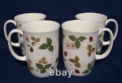 Vintage Wedgwood Bone China Coffee/Tea Cup. Wild Stawberry Pattern. Set Of 4