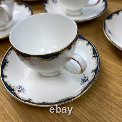 Vintage Wedgwood Chartley Bone China (8 Sets) Footed Cups & Saucers England
