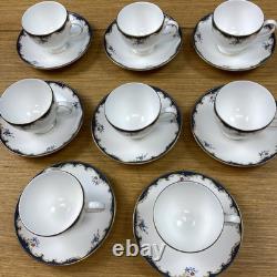 Vintage Wedgwood Chartley Bone China (8 Sets) Footed Cups & Saucers England