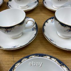 Vintage Wedgwood Chartley Bone China (8 Sets) Footed Cups & Saucers England