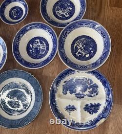 Vintage Willow Ware Blue Willow Royal China set of 28 fine china