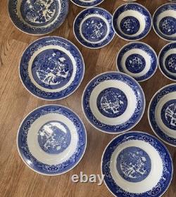 Vintage Willow Ware Blue Willow Royal China set of 28 fine china
