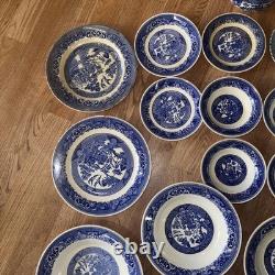 Vintage Willow Ware Blue Willow Royal China set of 28 fine china
