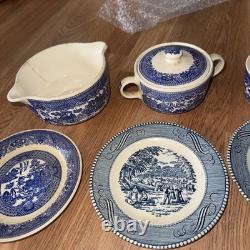 Vintage Willow Ware Blue Willow Royal China set of 28 fine china