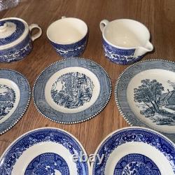 Vintage Willow Ware Blue Willow Royal China set of 28 fine china