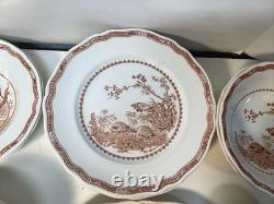Vintage furnivals quail 1913 brown & white transfer ware 56 piece set