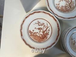 Vintage furnivals quail 1913 brown & white transfer ware 56 piece set
