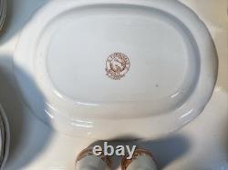 Vintage furnivals quail 1913 brown & white transfer ware 56 piece set