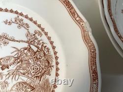 Vintage furnivals quail 1913 brown & white transfer ware 56 piece set