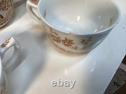 Vintage furnivals quail 1913 brown & white transfer ware 56 piece set