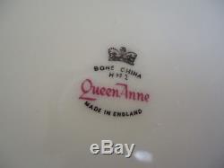 Vintage queen anne dinner tea set for 6 pink & blue h 97 2 bone china England