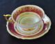 Vtg 40s PARAGON Bone China England Red Gold Decor Set Footed Cup & Saucer#A504