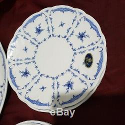 Vtg AYNSLEY Delphine Fine English Bone China Blue/white Set of 13 Plates England