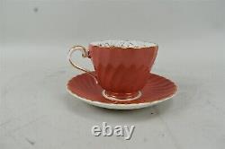 Vtg Aynsley Terracotta Grapevine England Bone China Tea Cup & Saucer Set