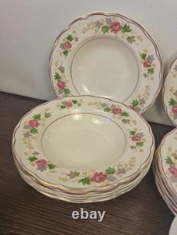 Vtg Grindley Creampetal England Rose Floral China Dinnerware Set 44 Pc