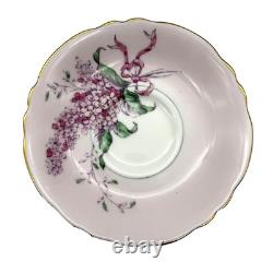 Vtg Paragon Double Warrant Lilac Ribbon Teacup & Saucer Set Bone China England