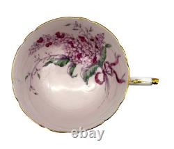 Vtg Paragon Double Warrant Lilac Ribbon Teacup & Saucer Set Bone China England