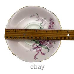 Vtg Paragon Double Warrant Lilac Ribbon Teacup & Saucer Set Bone China England