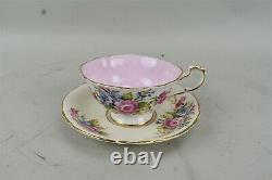 Vtg Paragon Pink Floral England Fine Bone China Tea Cup & Saucer Set Rare Gold
