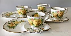Vtg. Royal Albert England Tea Rose Luncheon / Dessert / Snack Tea Set of Four