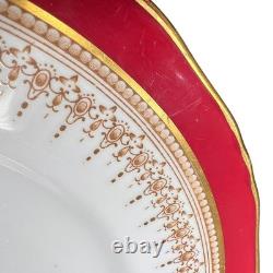 Vtg Royal Worcester Red Regency Dinner Plate Set Of 4 Ruby England Gold Trim