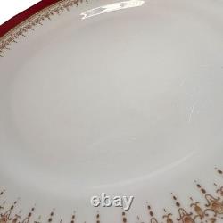 Vtg Royal Worcester Red Regency Dinner Plate Set Of 4 Ruby England Gold Trim