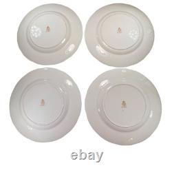 Vtg Royal Worcester Red Regency Dinner Plate Set Of 4 Ruby England Gold Trim