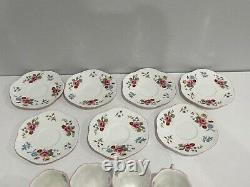 Vtg Shelley England Fine Bone China Porcelain Set of 7 Cups Saucers Floral Dec