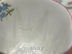 Vtg Shelley England Fine Bone China Porcelain Set of 7 Cups Saucers Floral Dec
