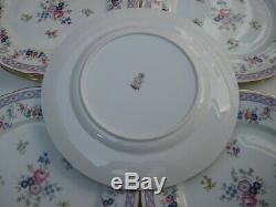 Vtg set 10 Paragon Bow DINNER PLATES antique floral shabby chic china England