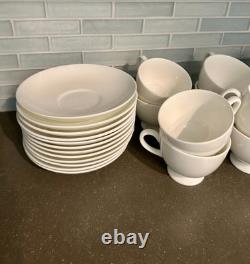 WEDGEWOOD WHITE bone china set 12 coffee cups/saucers, 1980's, never used