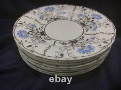 WEDGWOOD PAPYRUS #4080 BLUE & SILVER set of 8 SALAD PLATES excellent