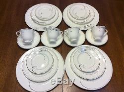 Waterford China Ballet Ribbon 4 Place Settings 20 Pieces Platinum Trim England