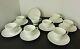 Wedgewood England White Leigh Footed Cup & Saucer Bone China Set of 8