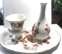 Wedgwood 8 Pc Vanity Dresser Set England Bone China Golden Cockerel Pattern Mint