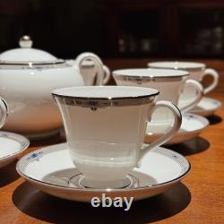 Wedgwood Amherst Platinum Trim Bone China 8 Cup Tea Set Teapot Victoria Mint
