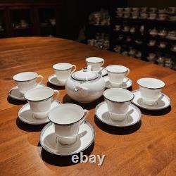 Wedgwood Amherst Platinum Trim Bone China 8 Cup Tea Set Teapot Victoria Mint