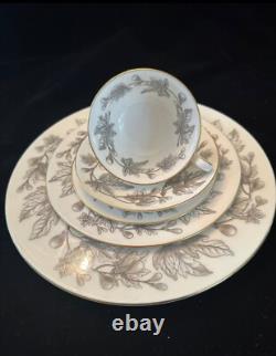 Wedgwood Ashford 5 piece service for 12 missing one cup Bone china England Gray