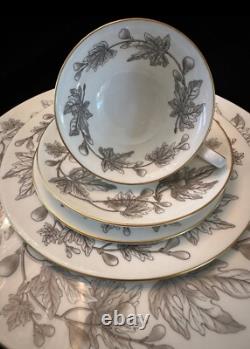 Wedgwood Ashford 5 piece service for 12 missing one cup Bone china England Gray