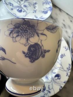 Wedgwood Blue Plum Tea Set 4 Piece Cup And Plates Bone China Made in England