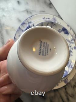 Wedgwood Blue Plum Tea Set 4 Piece Cup And Plates Bone China Made in England