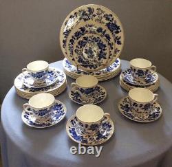 Wedgwood Blue Tonquin bone china SET of 6 FIVE-piece place settings