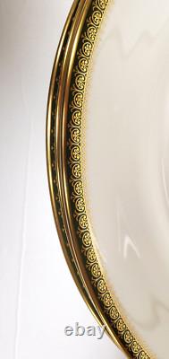 Wedgwood Bone China Chester Pattern Dinner Plates Green & Gold England Set of 4