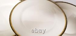 Wedgwood Bone China Chester Pattern Dinner Plates Green & Gold England Set of 4